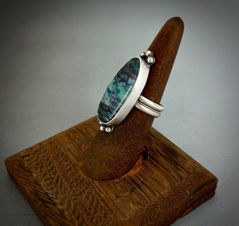 Indonesian Blue Opal Ring in Sterling Silver Size 6-3/4 image 2