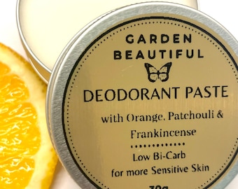 Natural Deodorant Paste: Orange, Patchouli & Frankincense, Low Bicarb