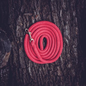 Cotton lead rope 2 m – red, for ponies, goats, sheep, and alpaca | 100% cotton with brass snap hook | Sustainable & lightweight