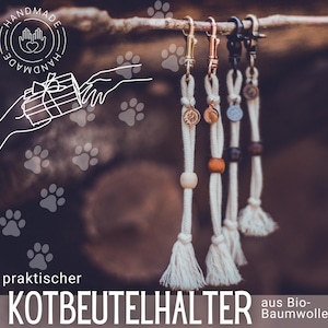 Kotbeutelhalter im Boho-Stil für Hundeleine | 100% Bio-Baumwolle Naturfaser | plastikfrei | praktisches Geschenk für Hundebesitzer