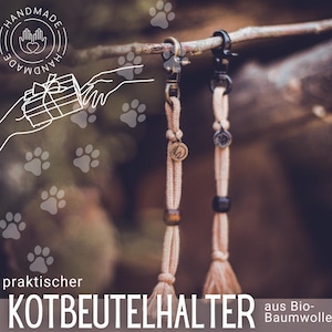 Kotbeutelhalter im Boho-Stil für Hundeleine | 100% Bio-Baumwolle Naturfaser | plastikfrei | praktisches Geschenk für Hundebesitzer