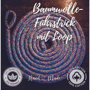 LOOP GROUND WORK ROPE Lead rope with loop | made of cotton without snap hook | 100% natural fiber | metal-free, plastic-free | Horsemanship