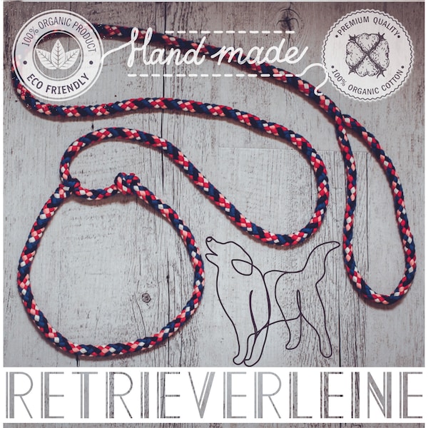 Moxon leash retriever leash | 100% organic cotton | Dog leash and collar | metal-free plastic-free | Tauleine hand strap