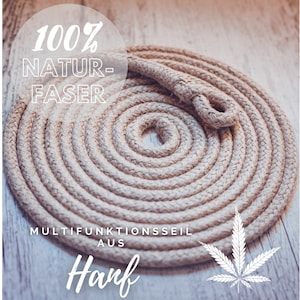 Hemp ground work rope with loop lead rope without carabiner hook | Mecate lead rope | 100% natural fiber hemp flax plastic-free | Horsemanship