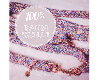 Dog leash | colorful leash | rainbow rose gold | cotton | 100% natural fiber | sustainable | plastic-free | leash continuously adjustable |