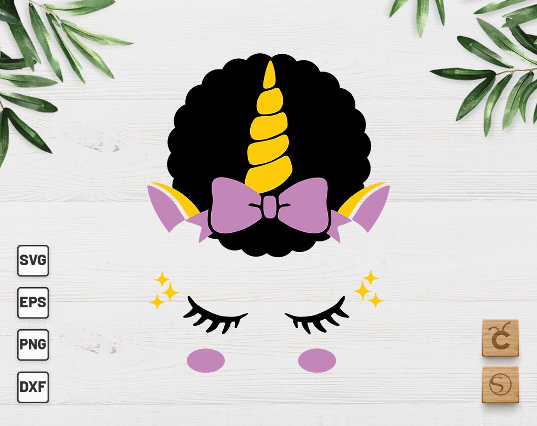 Afro Unicorn Svg Black Girl Magic Png Melanin Princess Etsy