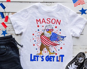 4th July Boys Shirt, Flossing 4 July shirt, American Boy shirt, American Flag , Let's get Lit kids shirt, Firecracker Shirt, Red white blue