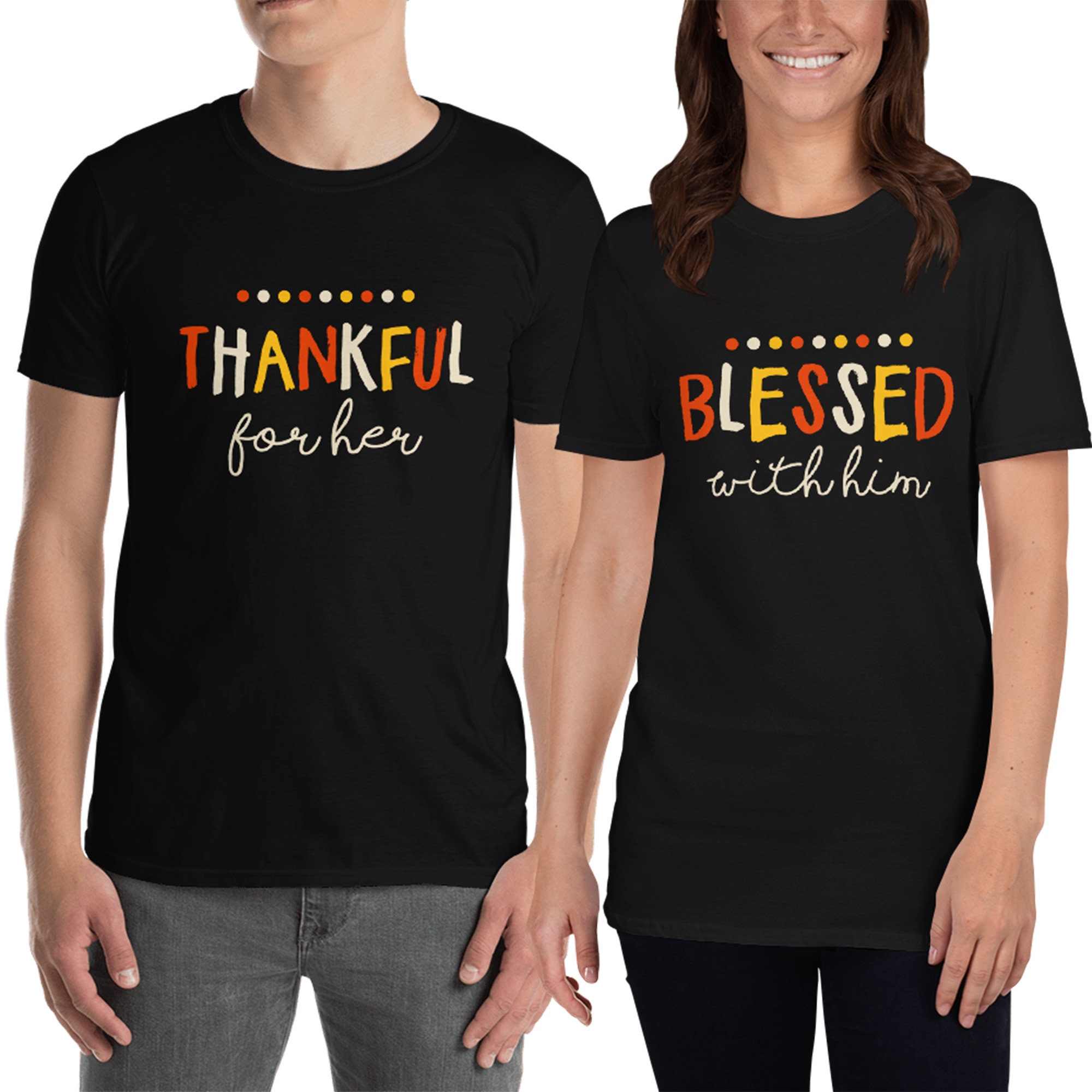 Thankgiving Couple Shirt Thanksgiving Matching Blessed Etsy