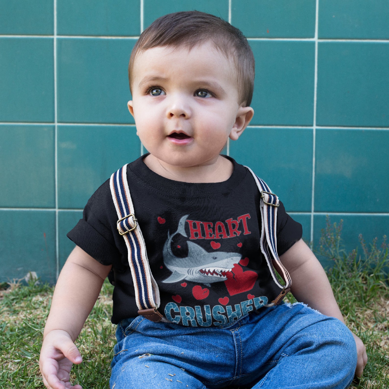 Valentines Boy Shirt Heart Crusher Shirt Shark Shirt Etsy