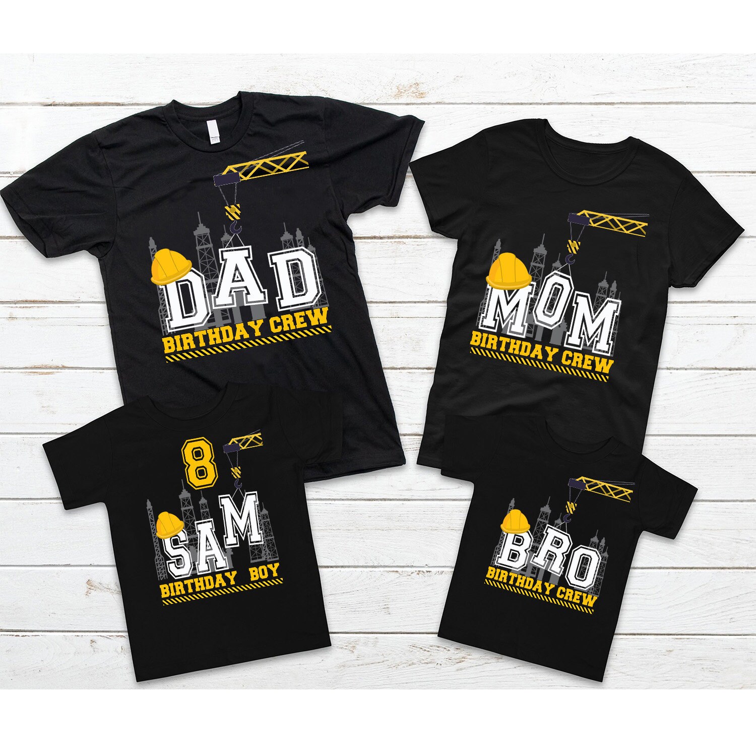 construction theme party shirts