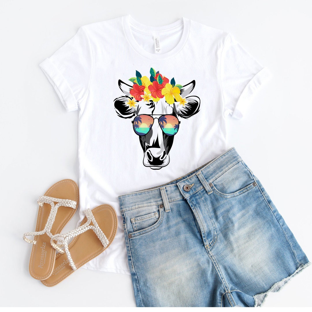 T-shirt Vache Des Highlands Avec Motifs Floraux - Chemise En Coton Unisexe Gildan à Col Rond Et Manches Courtes