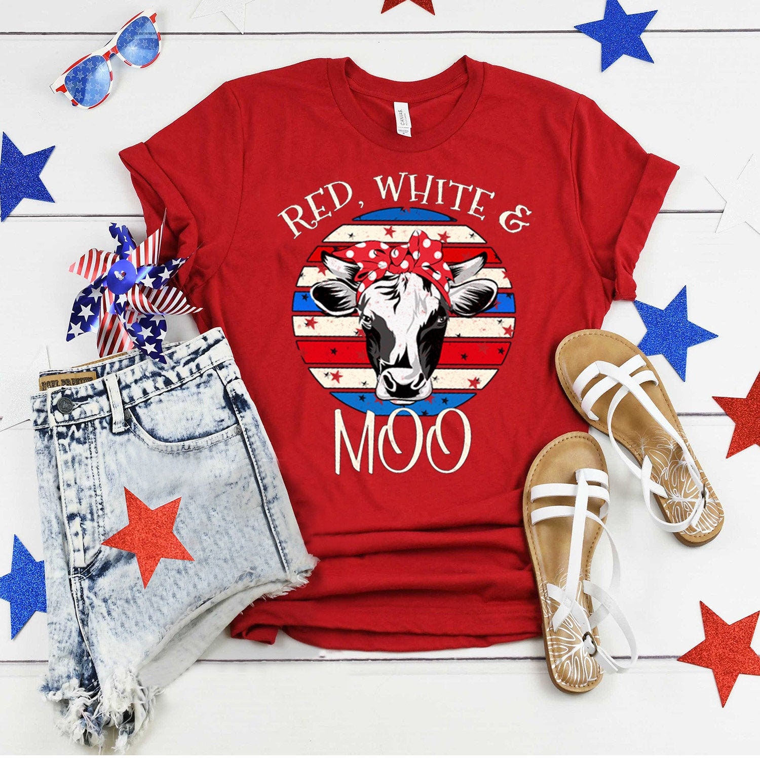 4th of july cow shirt