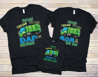 Garbage Truck Shirt, Truck Birthday Party, Boy Birthday Shirt, Garbage Truck Theme, Family Shirt, Birthday Matching Shirt, Garbage Truck Tee