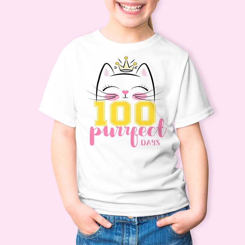 Purrfect Shirt Cat Lovers Shirt Cute Cat outfit 100 Purrfect Days Shirt 100 School Days Shirt Cute Kitty Shirt Girl Cat Kitty Cat