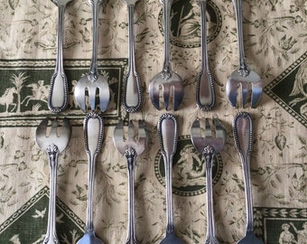 Saglier et freres 12 oyster forks, antique French silver plated