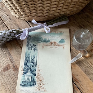 12 Vintage-Menükarten von Les Fontaines Parfumees in Grasse, gehören jetzt LVMH; Ephemera, Sammlerstück, Dinnerparty-Zubehör
