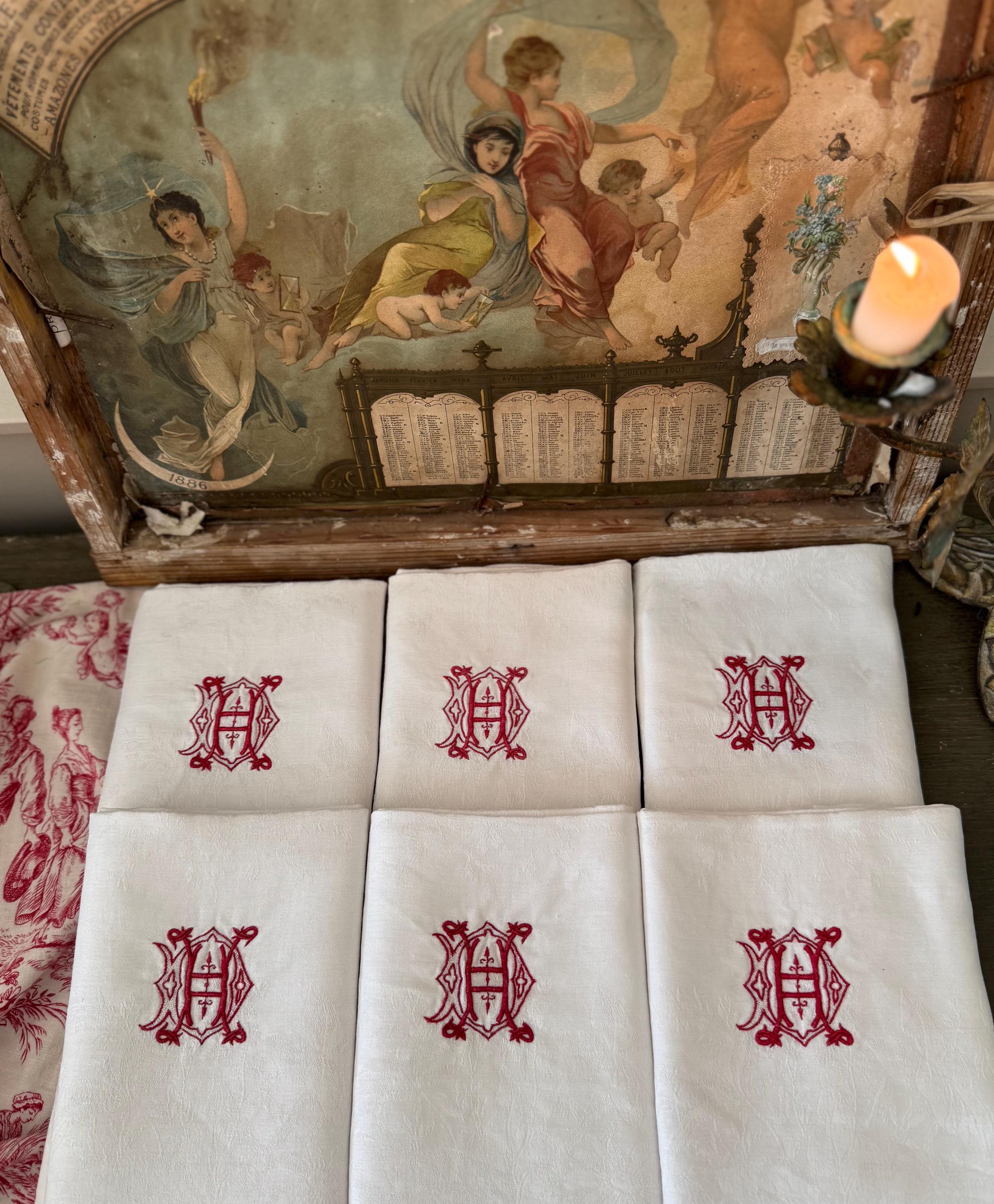 Antique French Monogram Napkins - Etsy