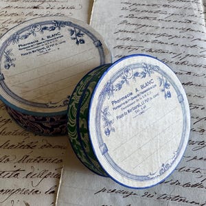 Juego de 2 pastilleros de cartón vintage de farmacéutico, embalaje retro de químico, pastilleros de boticario, ¡decorativos!