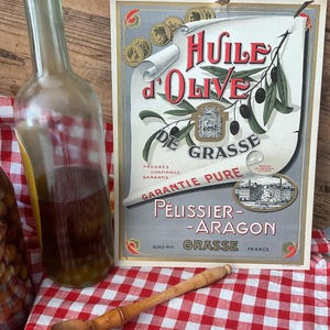 Publicité française vintage pour l'huile d'olive, carton, tenture murale, décoration de cuisine
