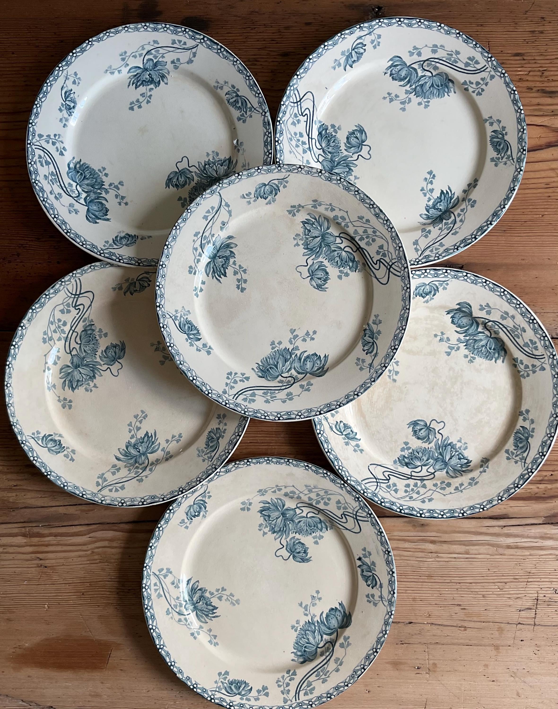 Platos antiguos franceses terre de fer, serie Royat Sarreguemines