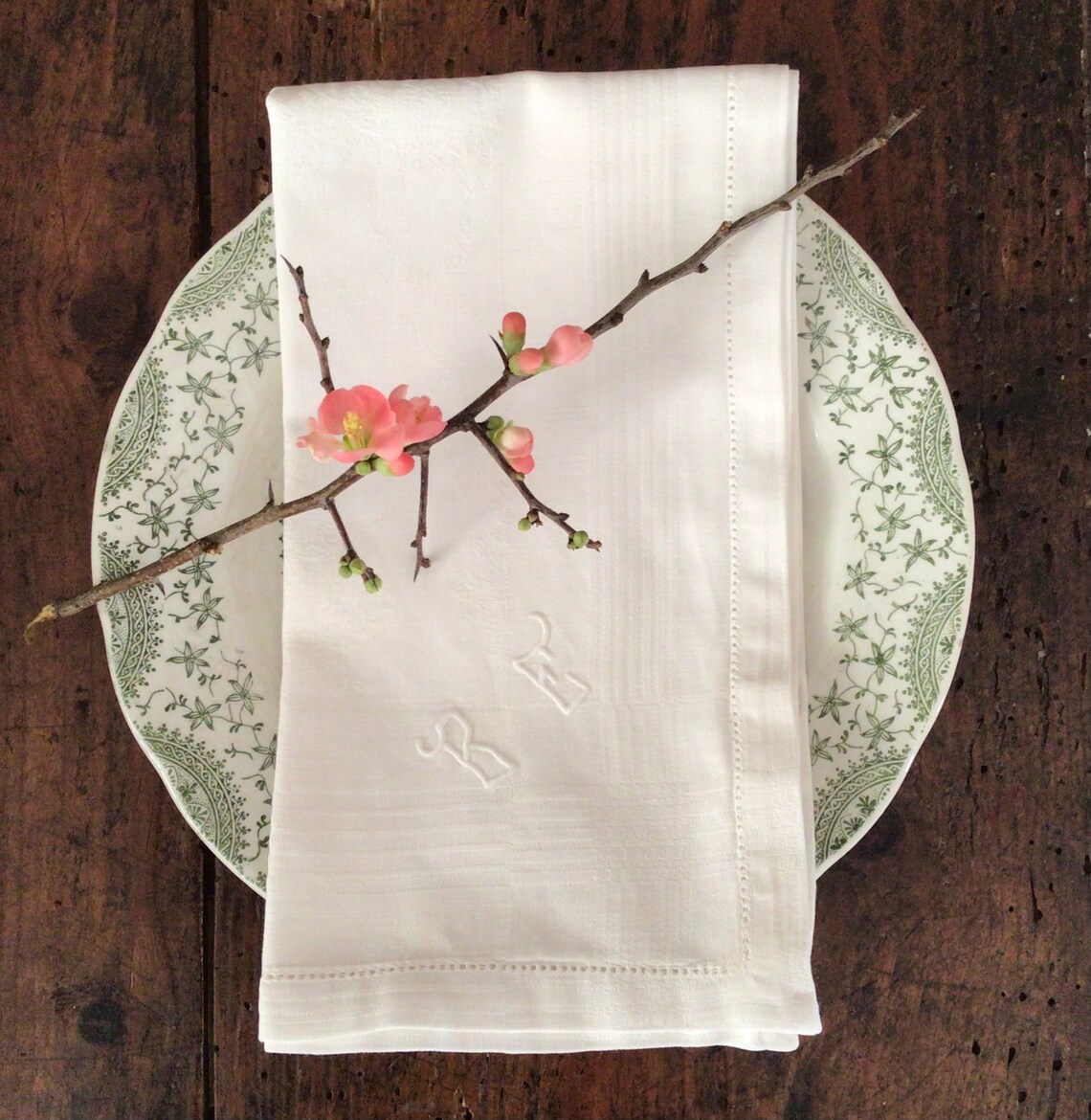 12 BE napkins with matching tablecloth vintage French table Etsy