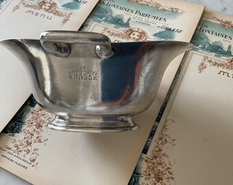 Antique silver plated sauce boat from le Grand Hotel in Grasse, hotel silver, French riviera