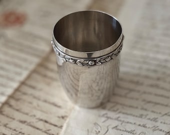 Antique (1891/1912) silver plated Christening beaker, repurposed silver cup, flower vase, tea light holder, Ravinet Louis & Denfert Charles