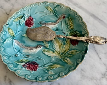 Antique silver plated little cake server, monogrammed SR, afternoon tea accessories, gourmandise server, high tea
