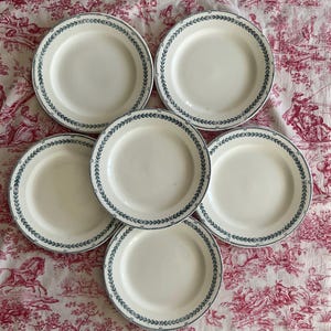 6 platos franceses antiguos de terre de fer, loza, coleccionables, principios de 1900, serie, loza transfer, excelente estado, R & A Salins