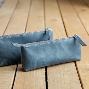 Astuccio portapenne blu Astuccio portapenne in pelle Astuccio portapenne con cerniera Grande portapenne Astuccio personalizzato per la scuola