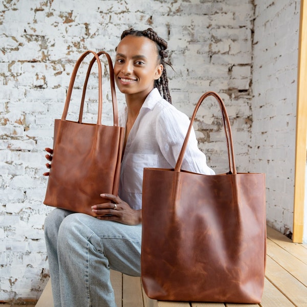 Leather WOMENS TOTE BAG handmade, black, brown, green, blue shoulder totes, handbag for shopping or laptop