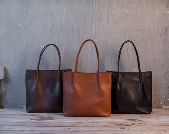 Laptop bag women Laptop ot bag Custom tote bag Pebbled leather bag Brown tote bag Tote bag with divider Handmade tote bag Tote bag women