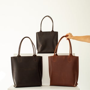 WOMEN SHOULDER BAG Leather tote bag women, genuine leather brown handbag, laptop tote bag women image 7