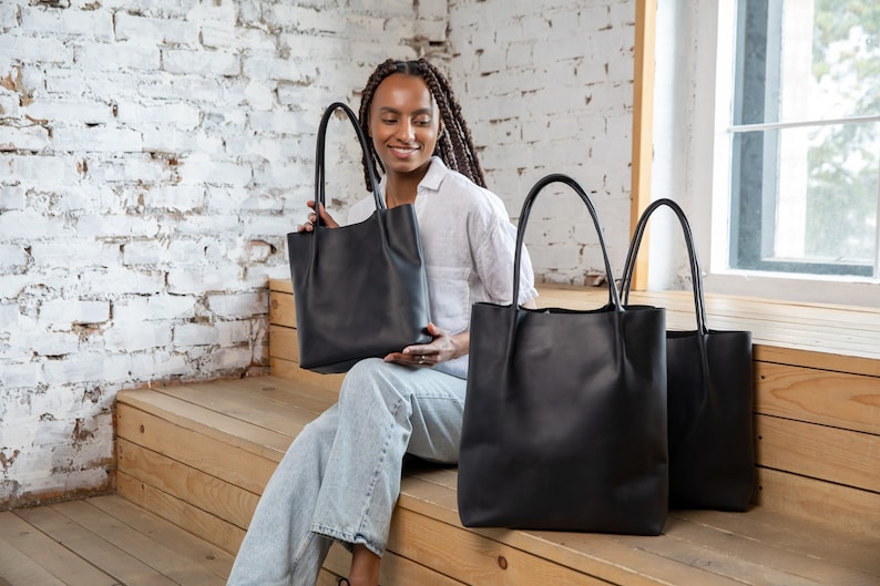 Leather shoulder bag Tote bag women Small shoulder bag Shoulder tote bag Brown shoulder bag Mustard tote bag Tote with shoulder strap Black