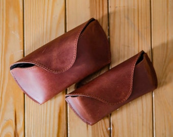 Handmade Leather Eyeglasses Case: Hard Sunglasses Holder