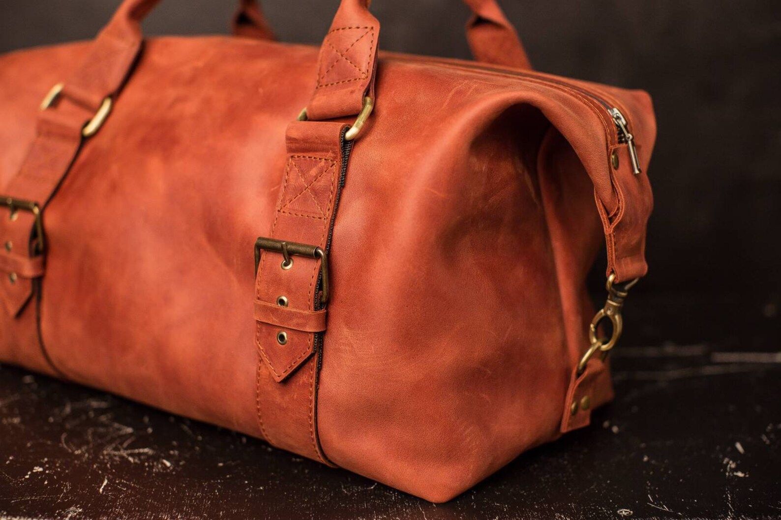 Brown Duffel Bag by OKRA Leather Overnight Bag Brown Travel Etsy