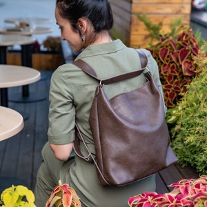 Convertible Leather Backpack Purse: Shoulder Bag, Crossbody - Etsy