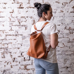 Convertible Leather Backpack Purse: Shoulder Bag, Crossbody - Etsy