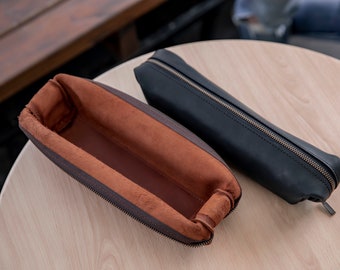 Leather Pencil Case: Convertible Valet Tray with  Zipper