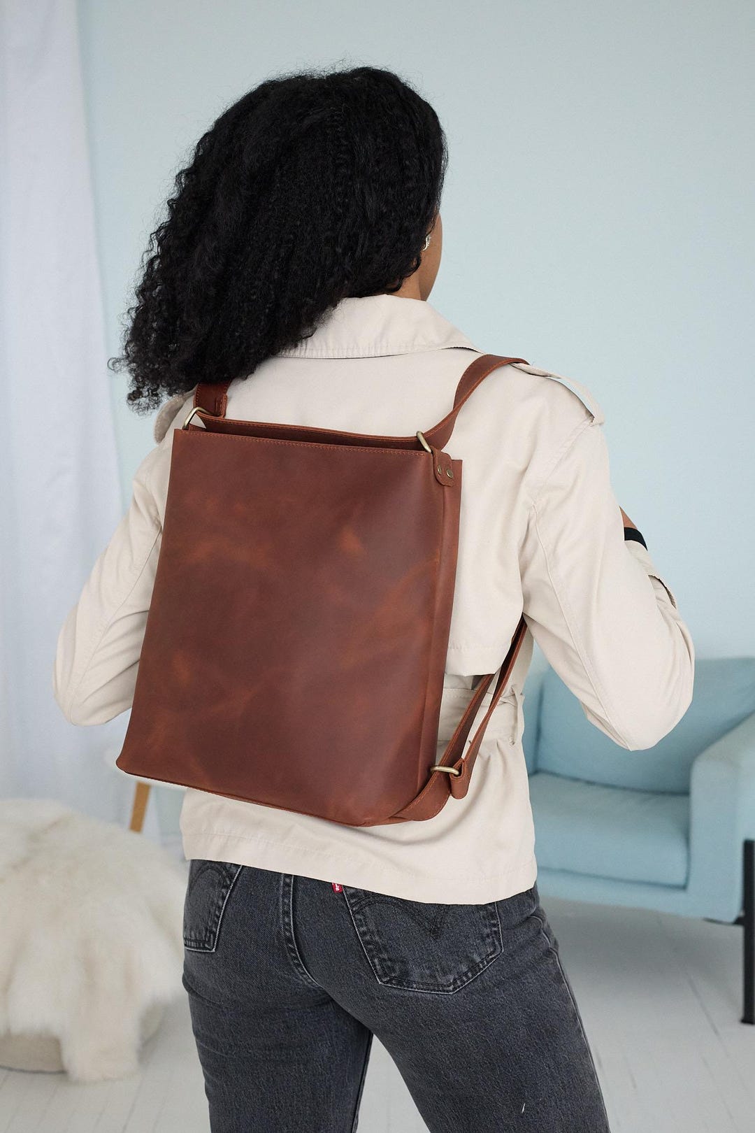 Leather Convertible Backpack for Women, Transforms Into Crossbody and ...