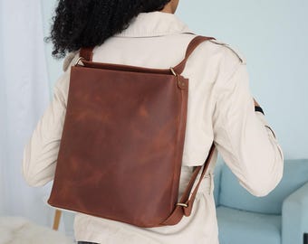 Leather Convertible Backpack for women, Transforms into Crossbody and Shoulder Bag, Stylish and Functional womens leather bag