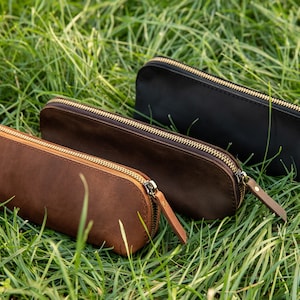 Astuccio in pelle Astuccio marrone Astuccio per penne in pelle Astuccio per matite in pelle Astuccio per penne Portapenne in pelle Portapenne