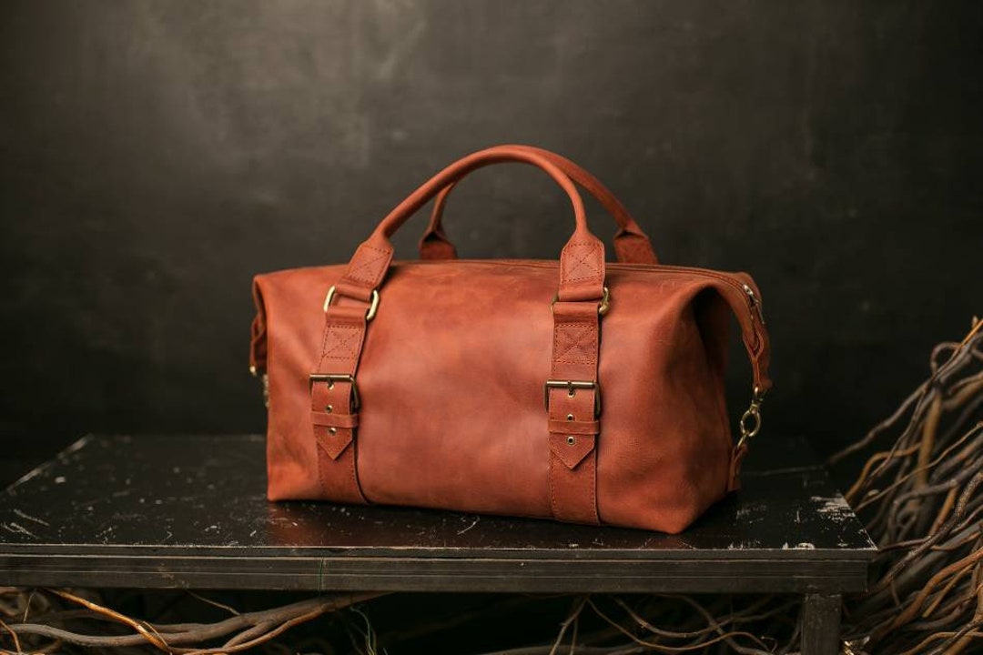 Brown Duffel Bag by OKRA Leather Overnight Bag Brown Travel - Etsy