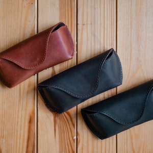 Handmade Leather Glasses Case: Hard Eyeglasses & Sunglasses Pouch