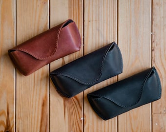 Handmade Leather Glasses Case: Hard Eyeglasses & Sunglasses Pouch