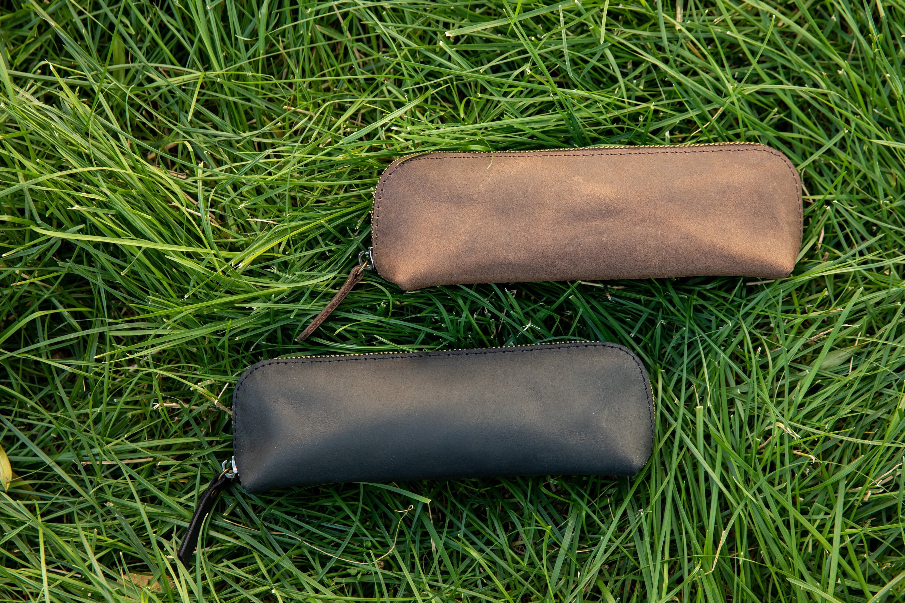 Leather Pencil Case Brown Pencil Case Leather Pen Case Leather Etsy