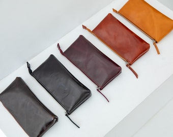 Estuche de cuero vintage para lápices: estuche con cremallera