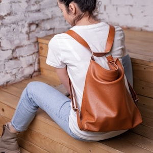 Mochila convertible, mochila tipo pañalera, bolso de hombro convertible, mochila de cuero