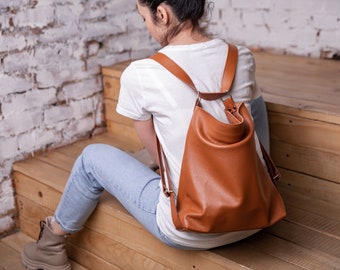 Convertible backpack purse, diaper bag backpack, convertible shoulder bag, leather backpack purse