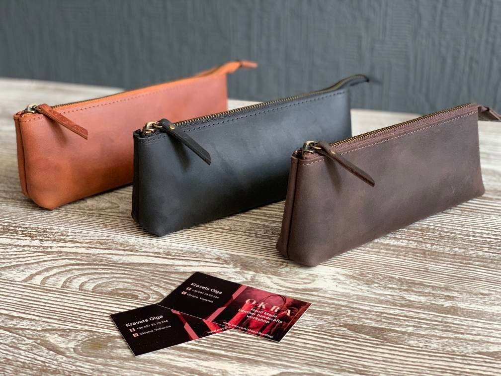 Leather Pencil Holder Leather Pen Holder Leather Pencil Case Etsy
